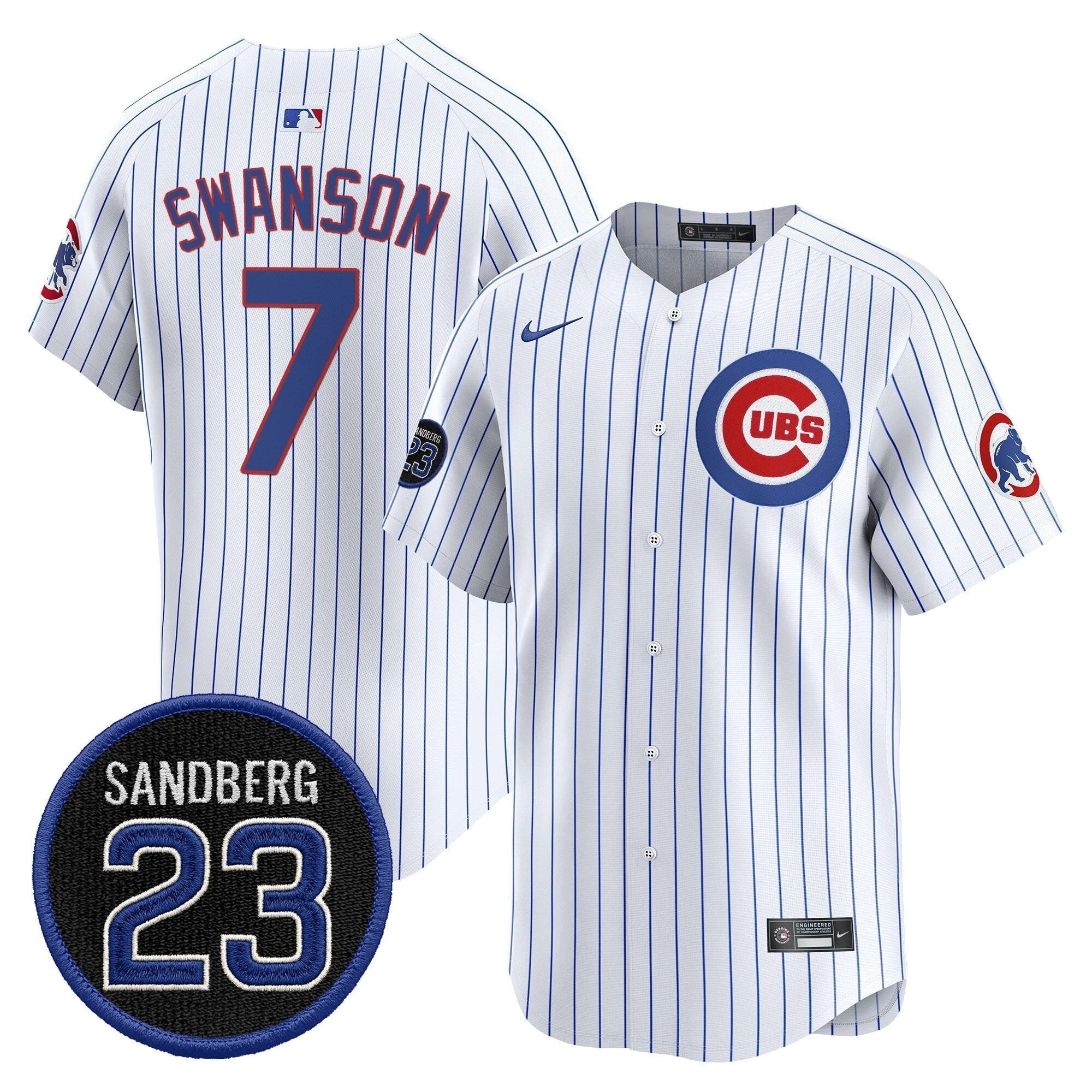 Dansby Swanson Jersey #7 Chicago Cubs Ryne Sandberg Tribute Stitched Stripes by My Store