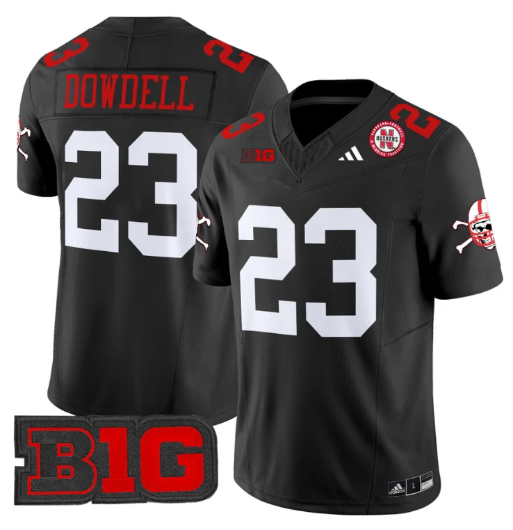 Dante Dowdell Jersey #23 Nebraska Cornhuskers 2024 Vapor V2 Football Black by My Store