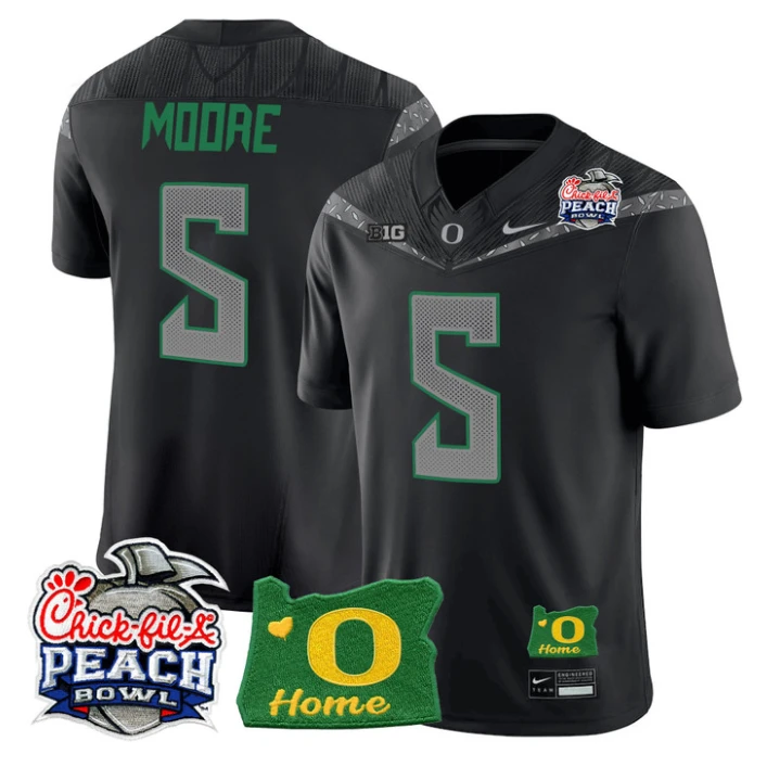 Dante Moore Jersey #5 Oregon Ducks 2026 Peach Bowl Oregon State Stitched Black by My Store NCAA Football Jerseys