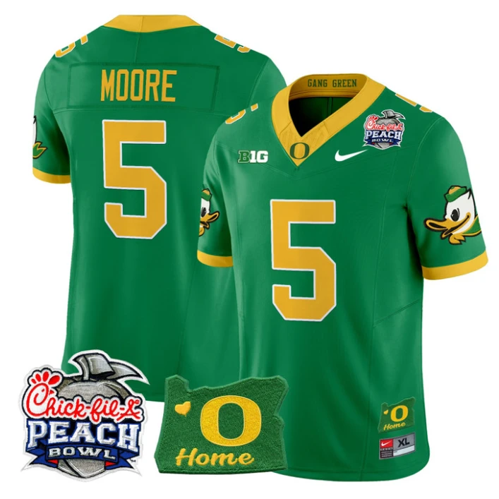 Dante Moore Jersey #5 Oregon Ducks 2026 Peach Bowl Oregon State Stitched Green by My Store NCAA Football Jerseys