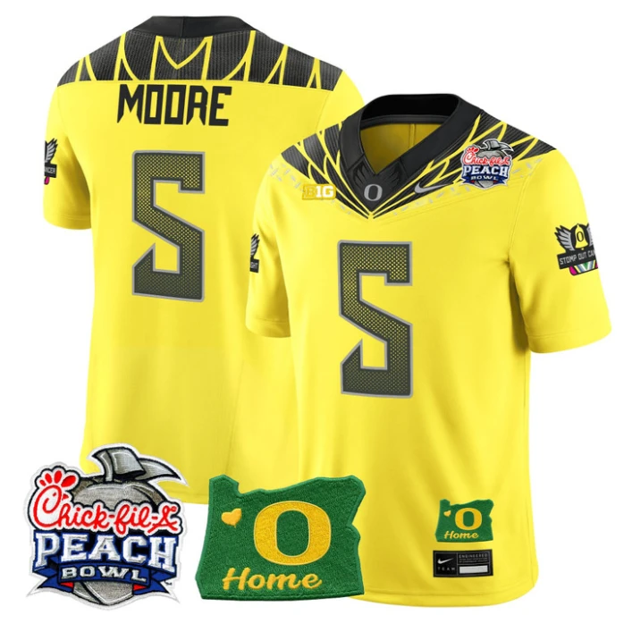 Dante Moore Jersey #5 Oregon Ducks 2026 Peach Bowl Oregon State Stitched Yellow by My Store NCAA Football Jerseys