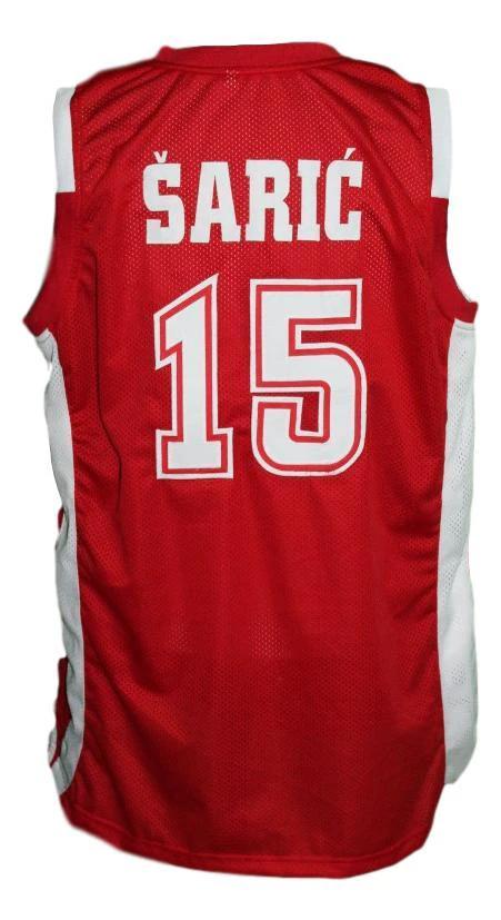 Dario Saric Jersey #15 Croatia Basketball New Sewn Red by My store basketball