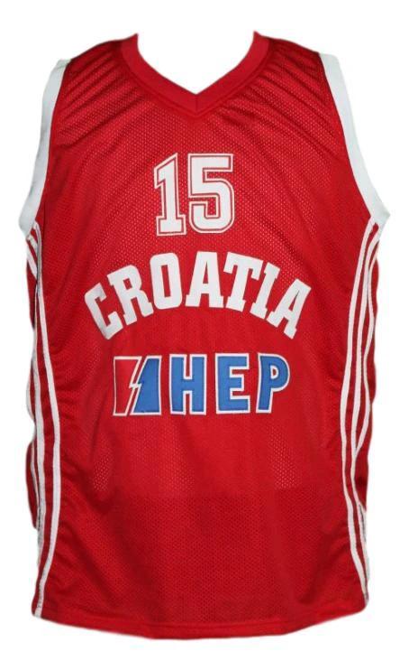Dario Saric Jersey #15 Croatia Basketball New Sewn Red by My store basketball