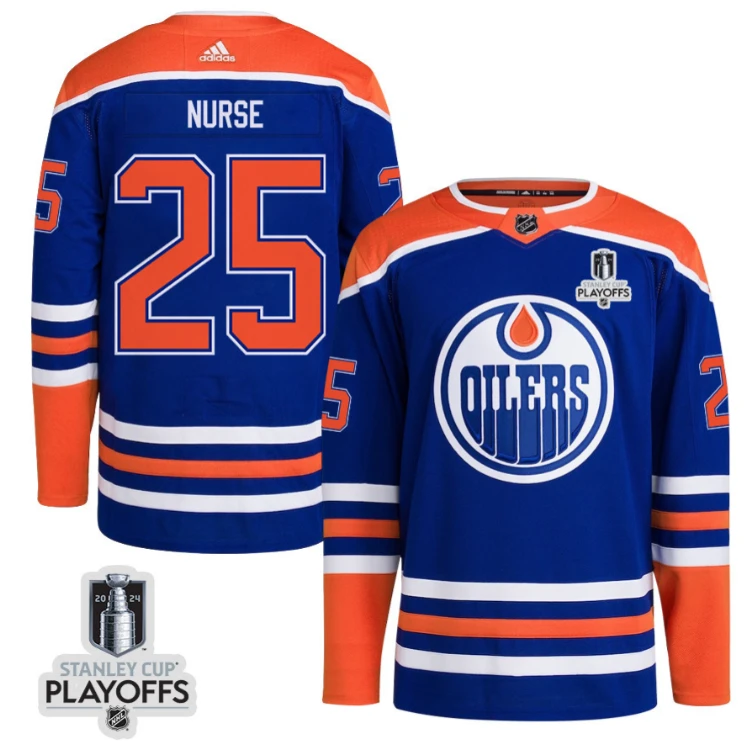 Darnell Nurse 25 Edmonton Oilers 2024 NHL Playoffs Patch Home Jersey - Men by Hockey David
