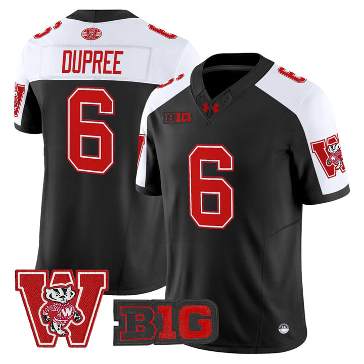 Darrion Dupree Jersey #6 Wisconsin Badgers Throwback Stitched Black Alter by My Store NCAA Football Jerseys