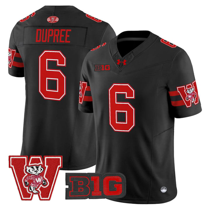 Darrion Dupree Jersey #6 Wisconsin Badgers Throwback Stitched Red Alter by My Store NCAA Football Jerseys