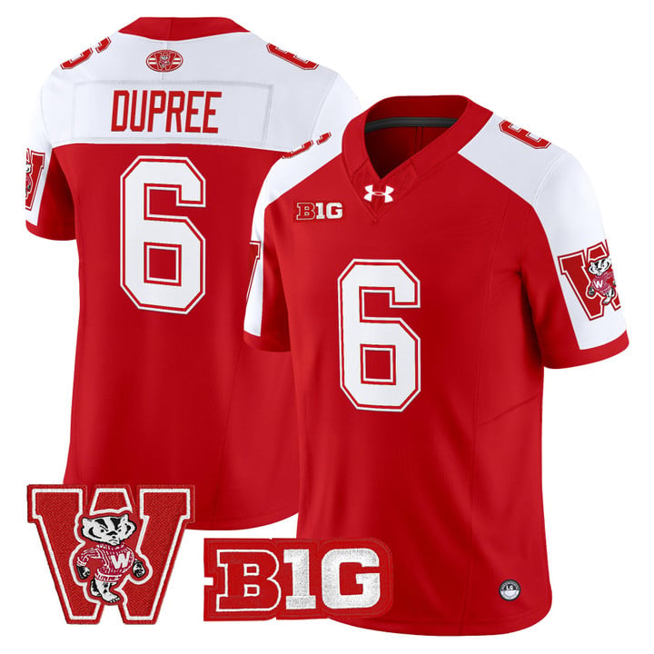 Darrion Dupree Jersey #6 Wisconsin Badgers Throwback Stitched Red Alter by My Store NCAA Football Jerseys