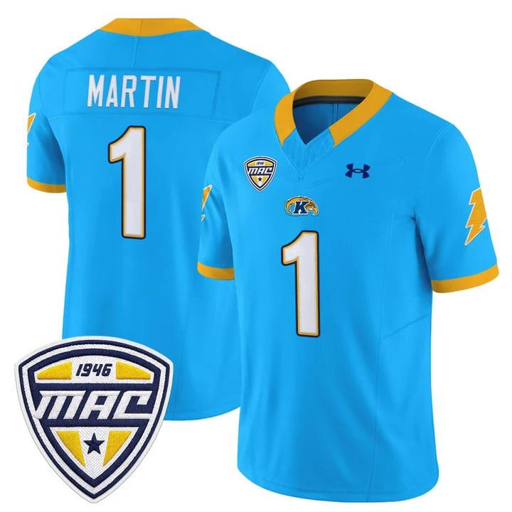 Dashawn Martin Jersey #1 Kent State Golden Flashes 2025 Stitched Light Blue by NCAA Football Jersey