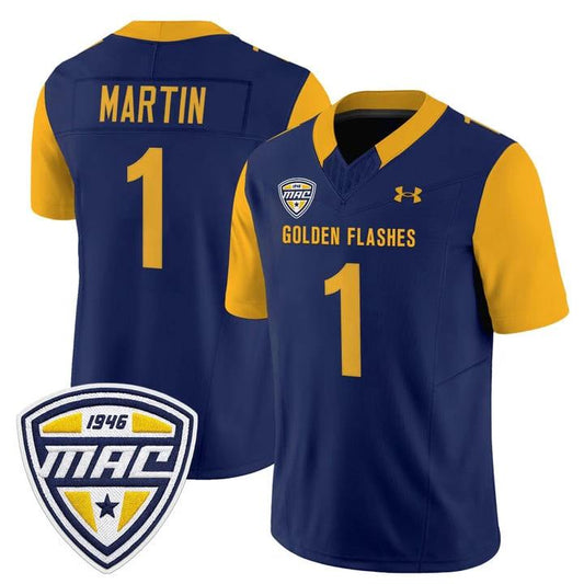 Dashawn Martin Jersey #1 Kent State Golden Flashes 2025 Stitched Navy by NCAA Football Jersey