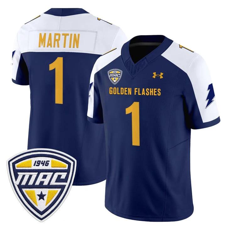 Dashawn Martin Jersey #1 Kent State Golden Flashes 2025 Stitched Navy Alternate by NCAA Football Jersey