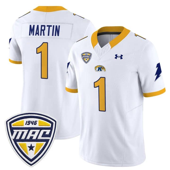 Dashawn Martin Jersey #1 Kent State Golden Flashes 2025 Stitched White by NCAA Football Jersey