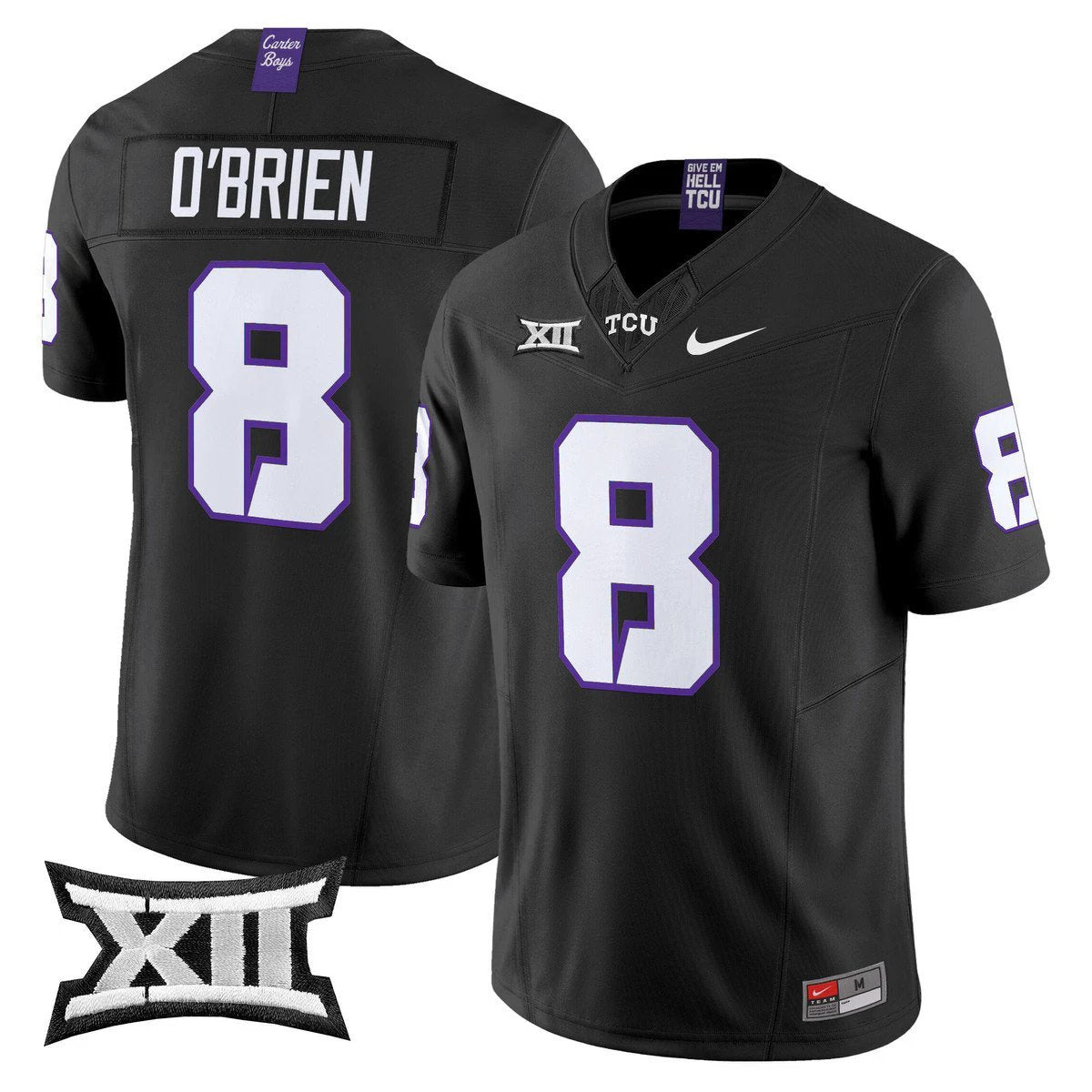 Davey O'Brien Jersey #8 TCU Horned Frogs 2025 Vapor Limited Stitched Purple Alter by My Store NCAA Football Jerseys