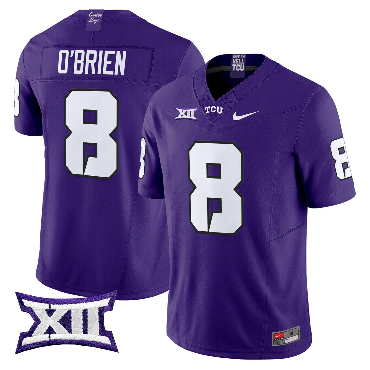 Davey O'Brien Jersey #8 TCU Horned Frogs 2025 Vapor Limited Stitched by My Store NCAA Football Jerseys