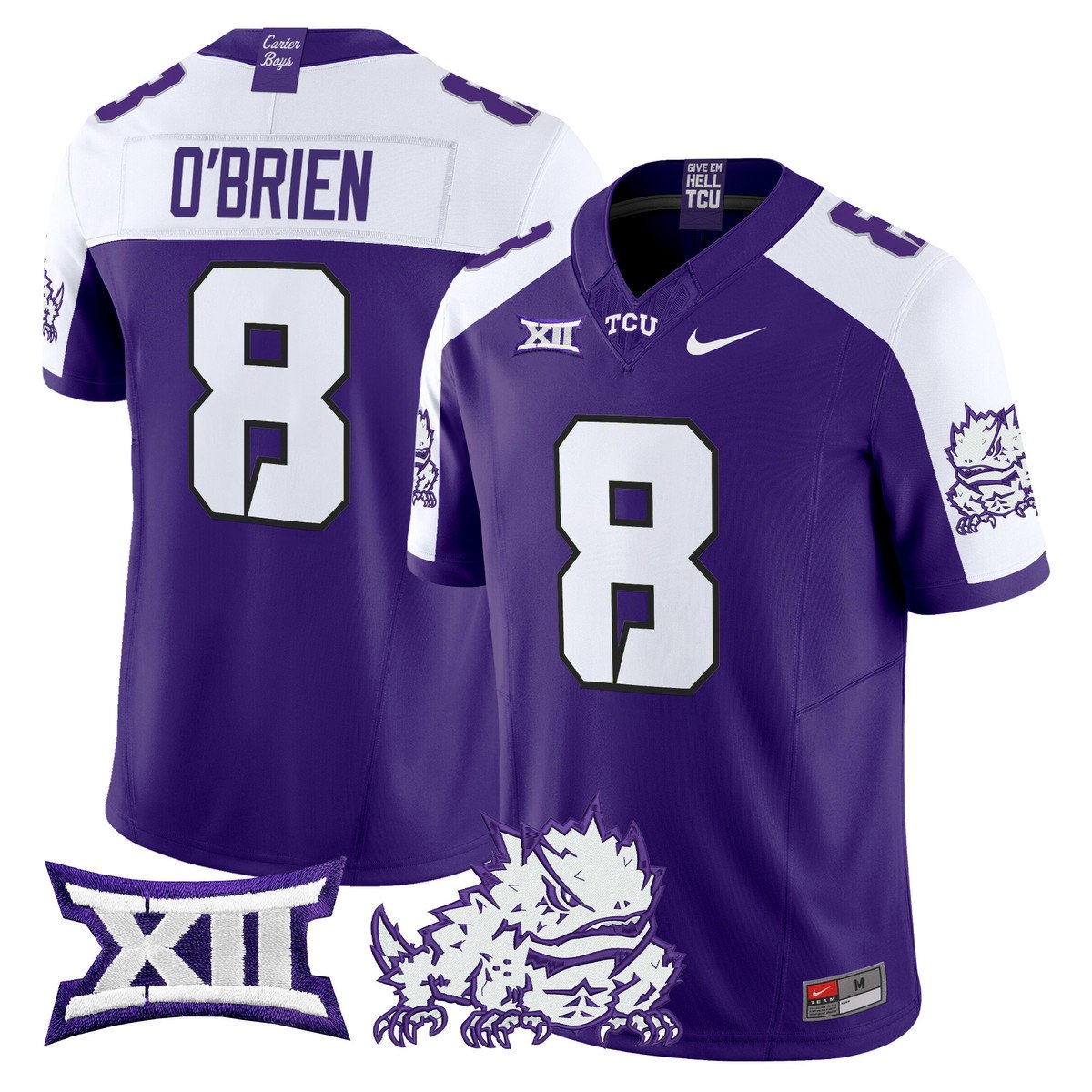Davey O'Brien Jersey #8 TCU Horned Frogs 2025 Vapor Limited Stitched by My Store NCAA Football Jerseys