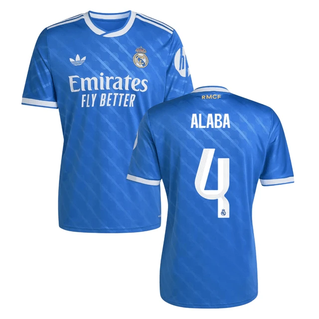 David Alaba #4 Real Madrid 2025-26 Third Match Jersey – Blue by Soccer Jersey