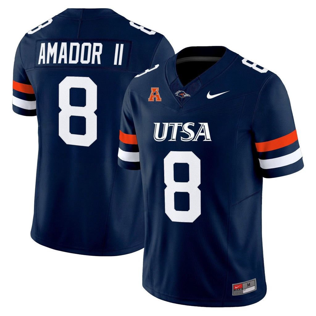 David Amador II Jersey #8 UTSA Roadrunners 2025 Vapor Limited Stitched Navy by My Store