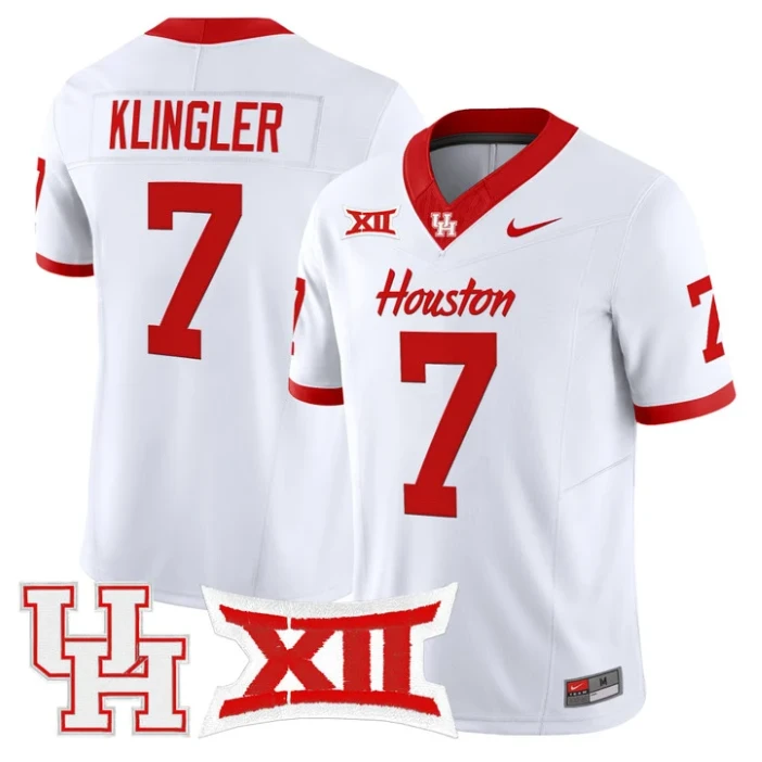David Klingler Jersey #7 Houston Cougars 2025 Vapor Limited Stitched White by NCAA Football Jersey