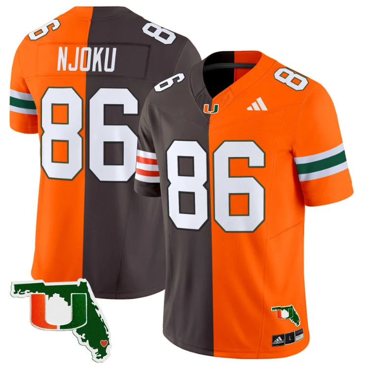 David Njoku Jersey #86 Miami Hurricanes Split Vapor Limited Football Stitched by NCAA Football Jersey