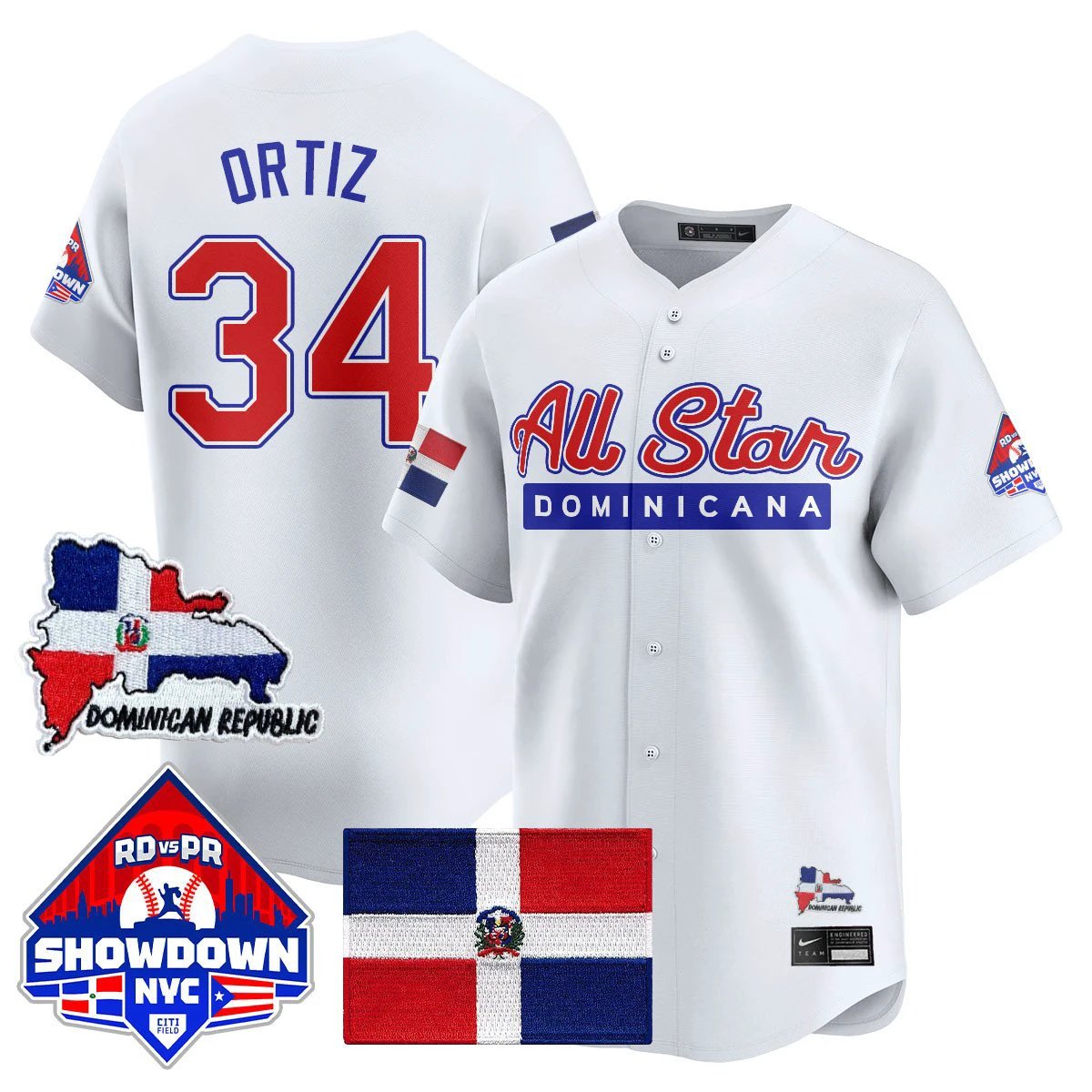 David Ortiz Jersey #34 Dominican Republic Baseball All-Star 2025 White by My Store