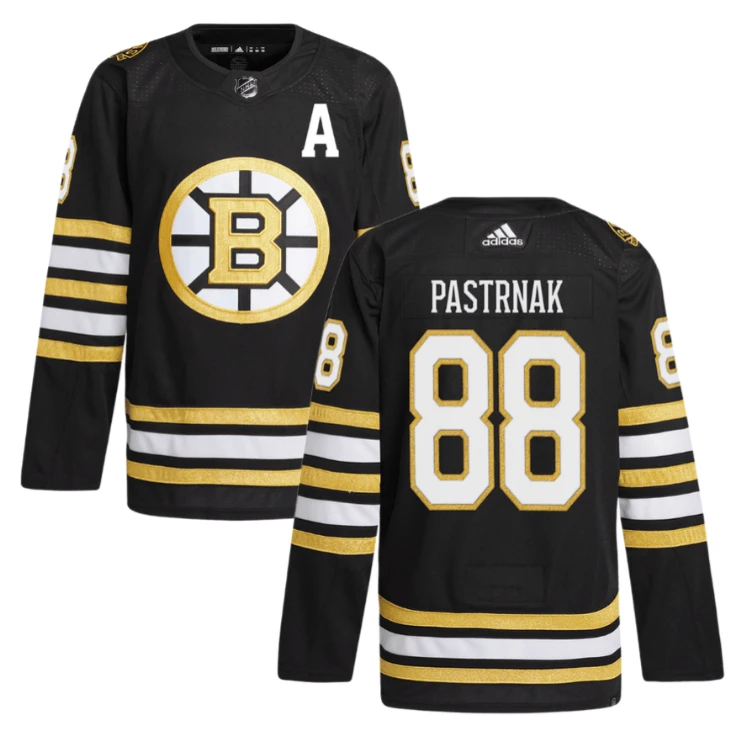 David Pastrňák 88 Boston Bruins 100th Anniversary Primegreen Home Men Jersey Black by Hockey David
