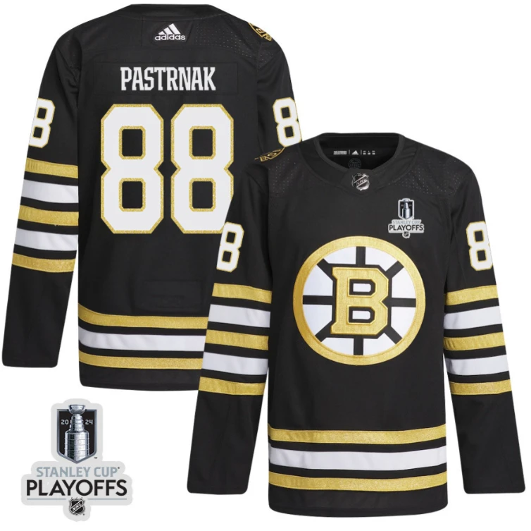 David Pastrnak 88 Boston Bruins 2024 NHL Playoffs Patch Home Jersey - Men, Black by Hockey David