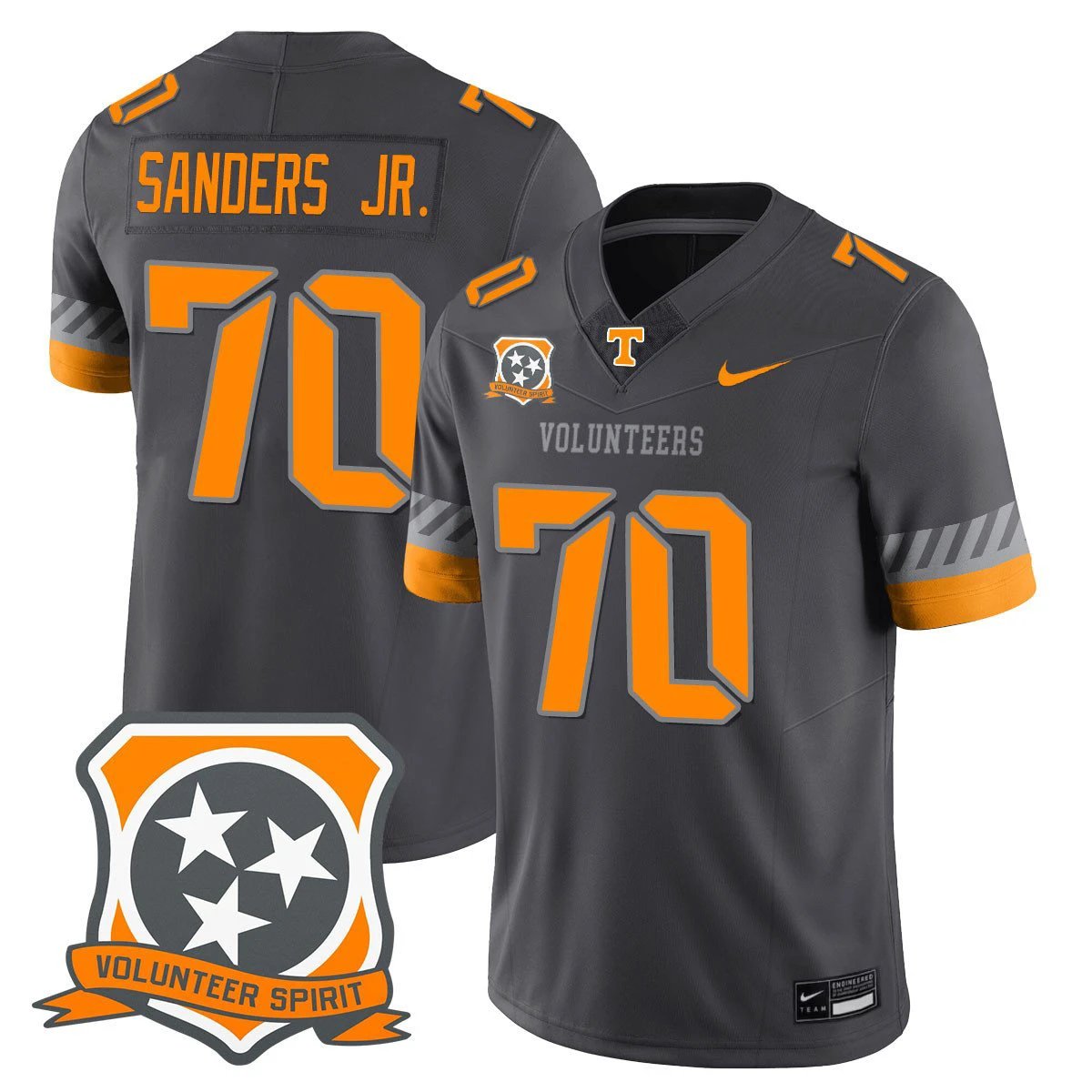 David Sanders Jr Jersey #70 Tennessee Volunteers 2025 Spirit Stitched Smokey Gray by NCAA Football Jersey