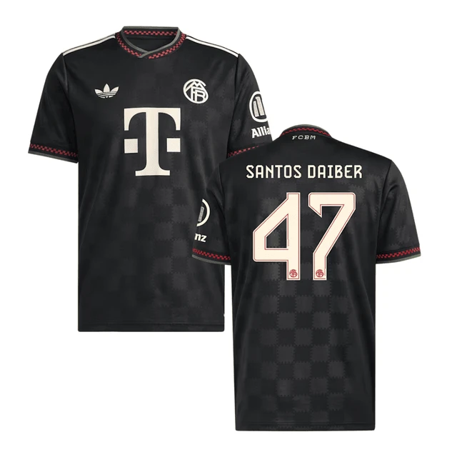 David Santos Daiber #47 Bayern Munich 2025-26 Third Men Jersey – Black by Soccer Jersey