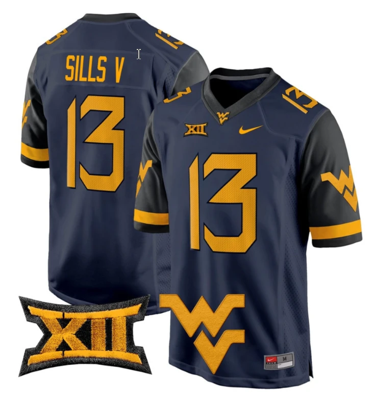 David Sills V Jersey #13 West Virginia Navy Football All Stitched by My Store