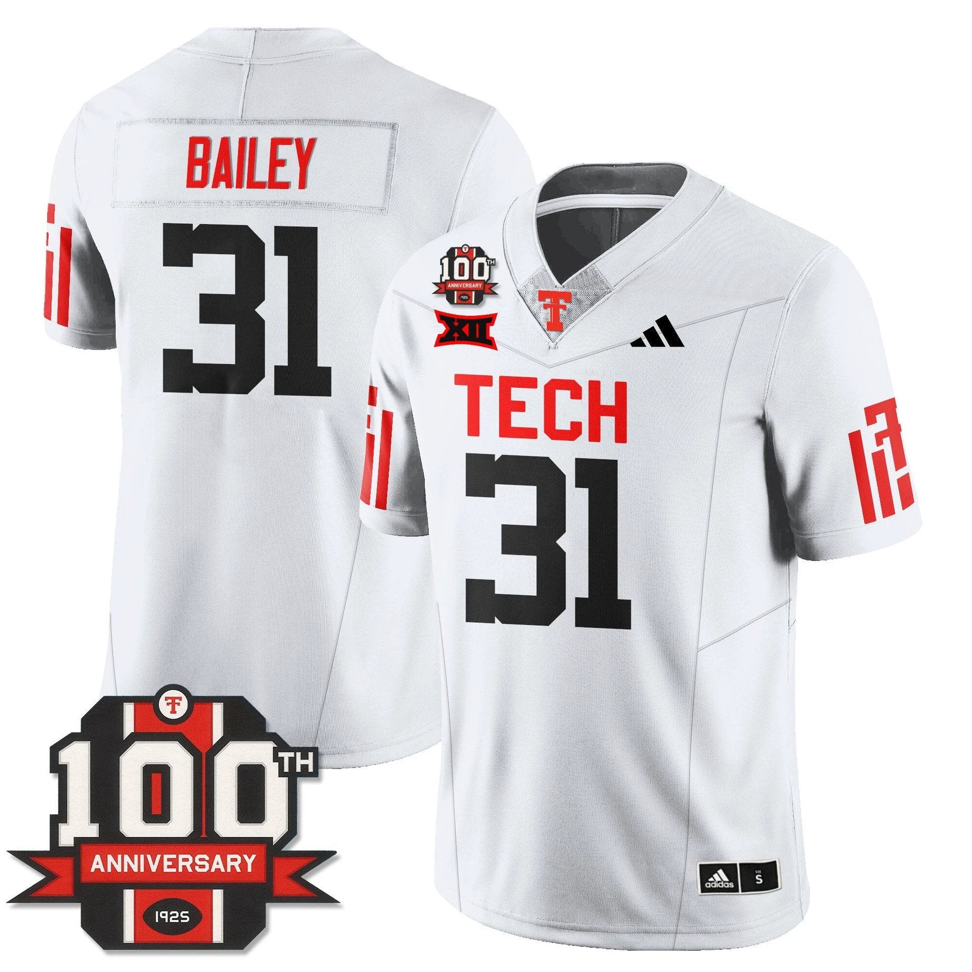 David Bailey Jersey #31 Texas Tech Football 100th Anniversary Stitched by My Store NCAA Football Jerseys