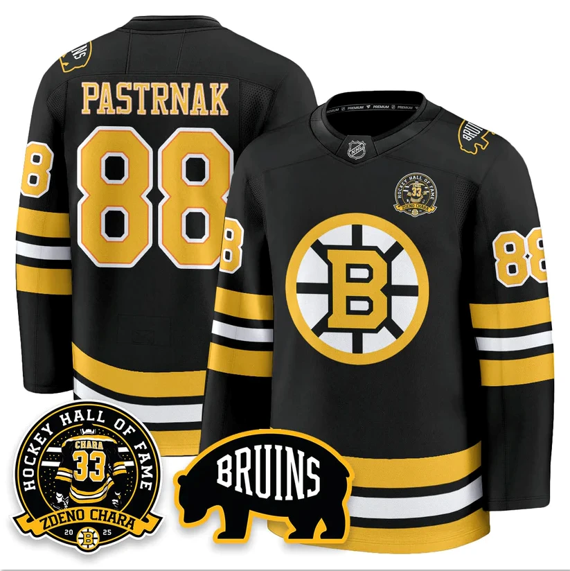 David Pastrnak Jersey #88 Boston Bruins Premium Zdeno Chara HOF Stitched by Hockey David