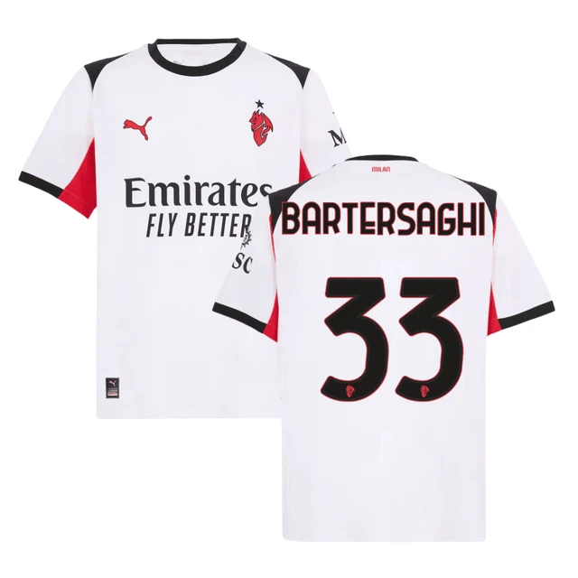 Davide Bartesaghi 33 AC Milan 2025-26 Away Men Jersey – White by Soccer Jersey