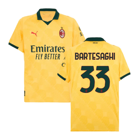 Davide Bartesaghi #33 AC Milan 2025-26 Third Men Jersey – Yellow by Soccer Jersey