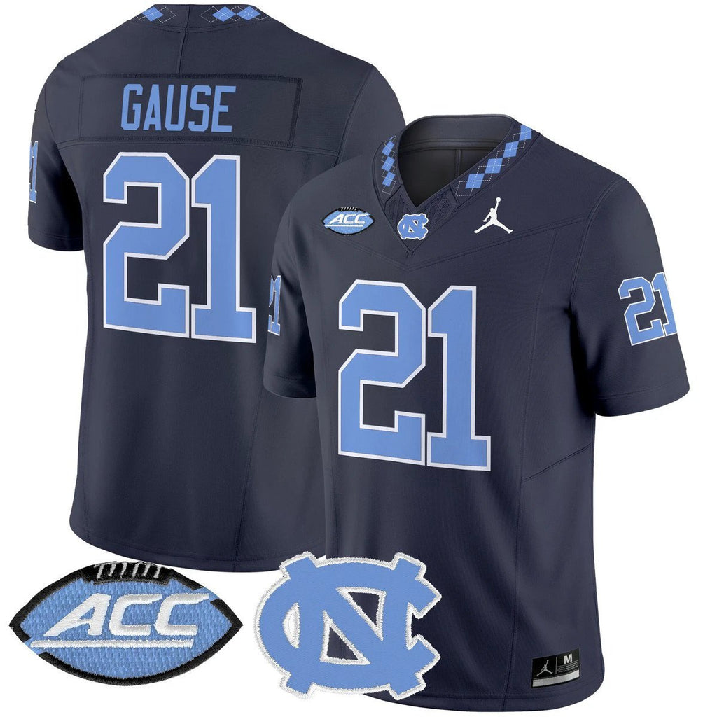 Davion Gause Jersey #21 North Carolina Tar Heels 2025 Limited Stitched Navy by My Store NCAA Football Jerseys