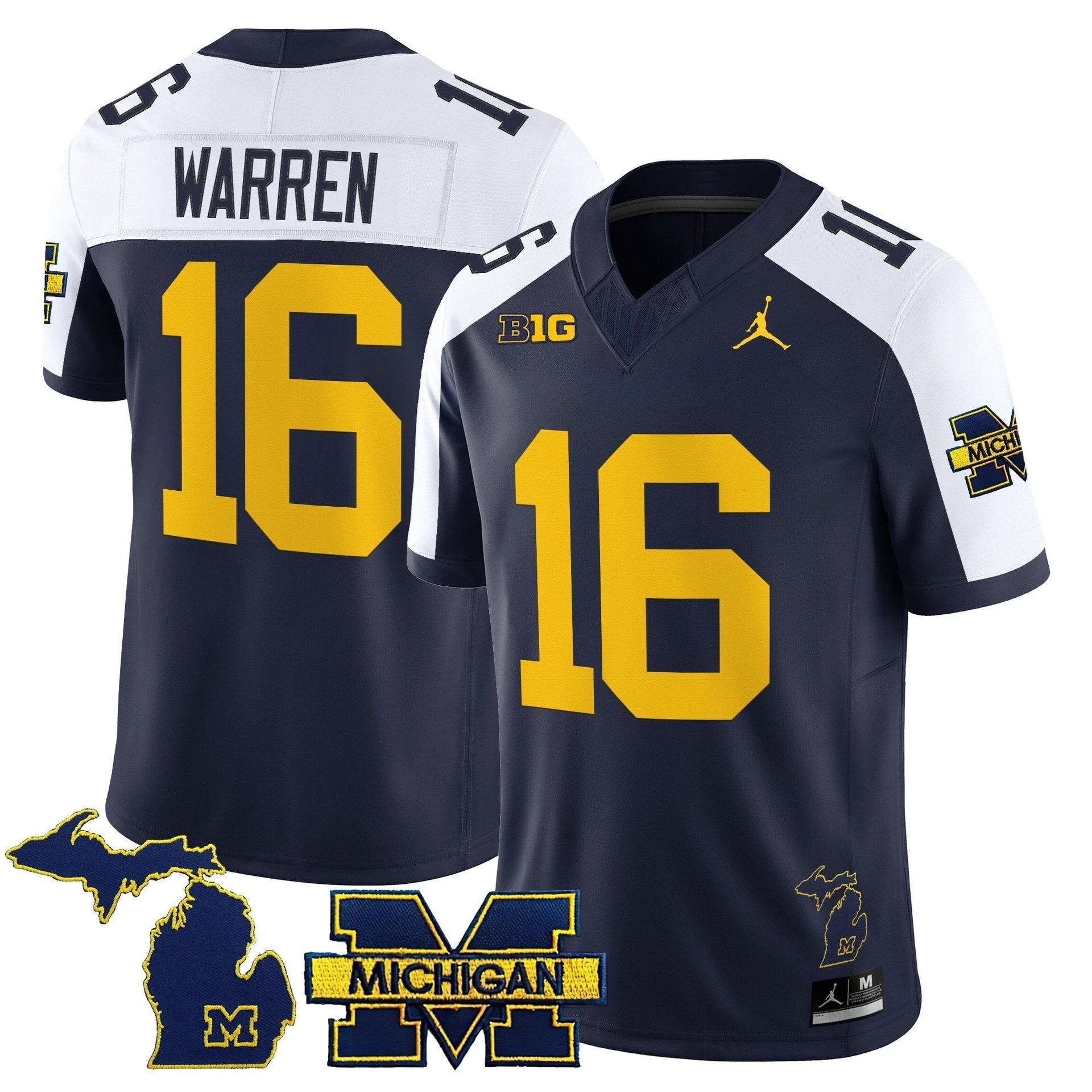 Davis Warren Jersey #16 Michigan Wolverines 2025 Limited V2 Stitched by My Store NCAA Football Jerseys