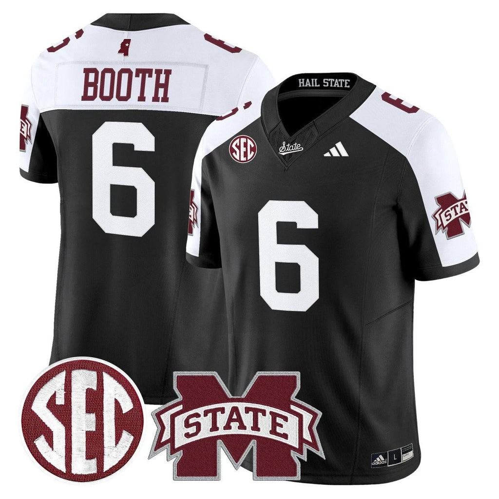 Davon Booth Jersey #6 Mississippi State Bulldogs Dark Mode Stitched Black Alter by My Store NCAA Football Jerseys
