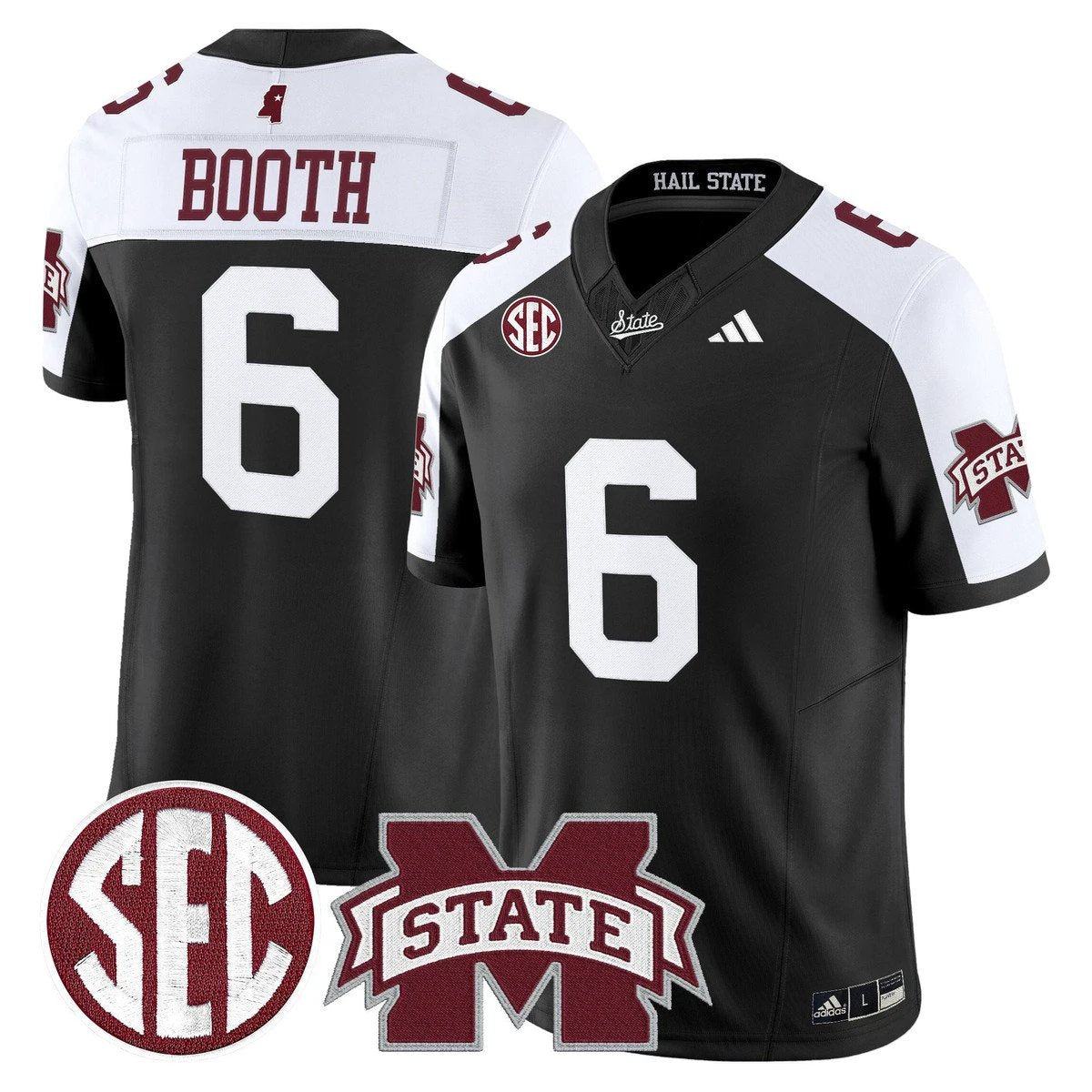 Davon Booth Jersey #6 Mississippi State Bulldogs Dark Mode Stitched Black Alter by My Store NCAA Football Jerseys