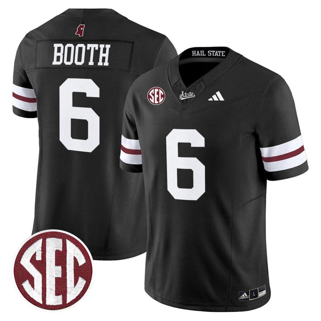 Davon Booth Jersey #6 Mississippi State Bulldogs Dark Mode Stitched Black by My Store NCAA Football Jerseys