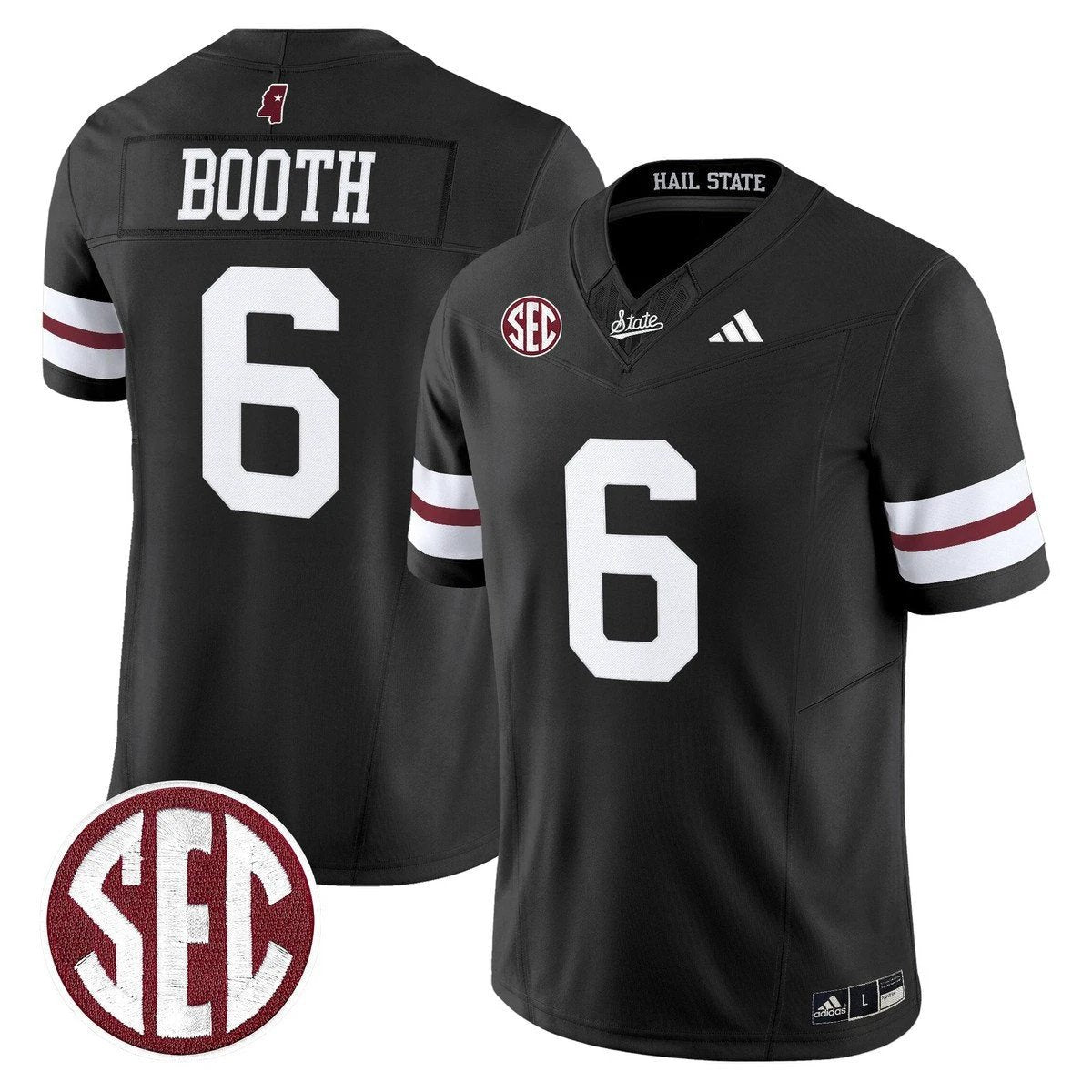 Davon Booth Jersey #6 Mississippi State Bulldogs Dark Mode Stitched Black by My Store NCAA Football Jerseys