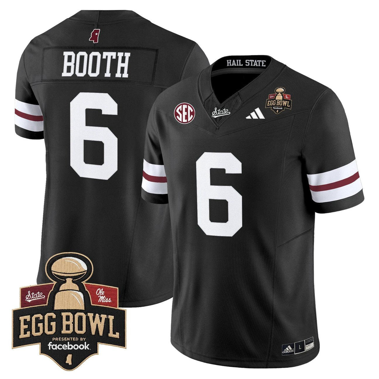 Davon Booth Jersey #6 Mississippi State Bulldogs 2025 Egg Bowl Stitched by My Store NCAA Football Jerseys
