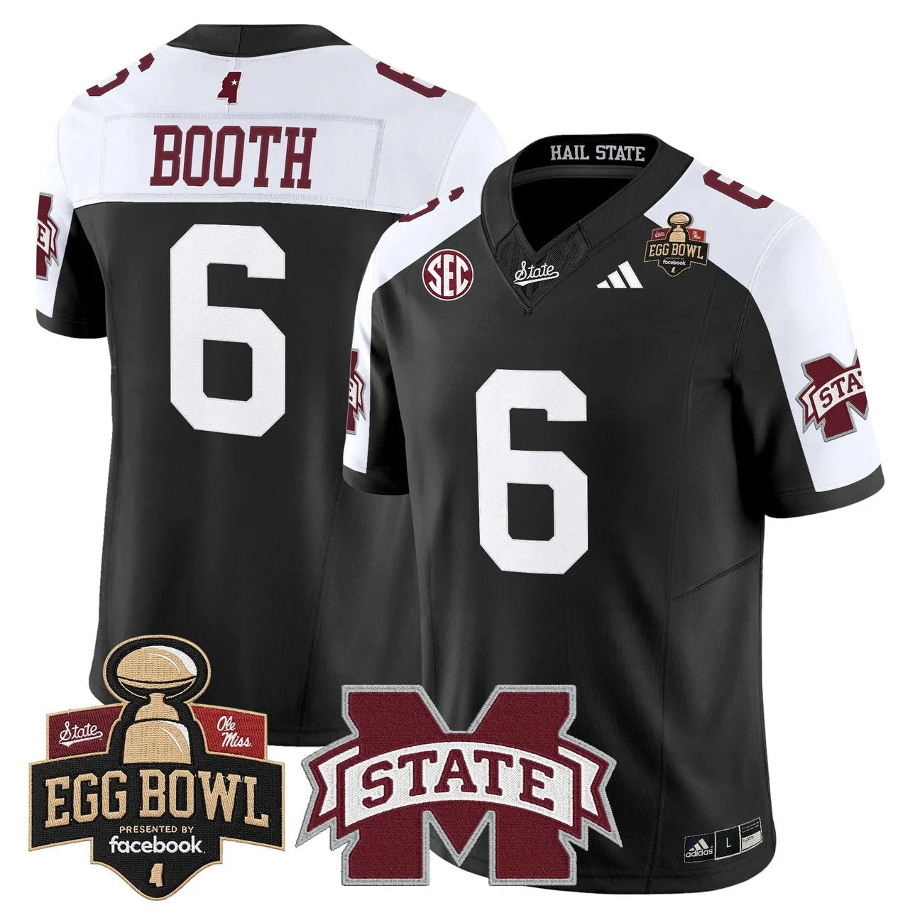 Davon Booth Jersey #6 Mississippi State Bulldogs 2025 Egg Bowl Stitched by My Store NCAA Football Jerseys