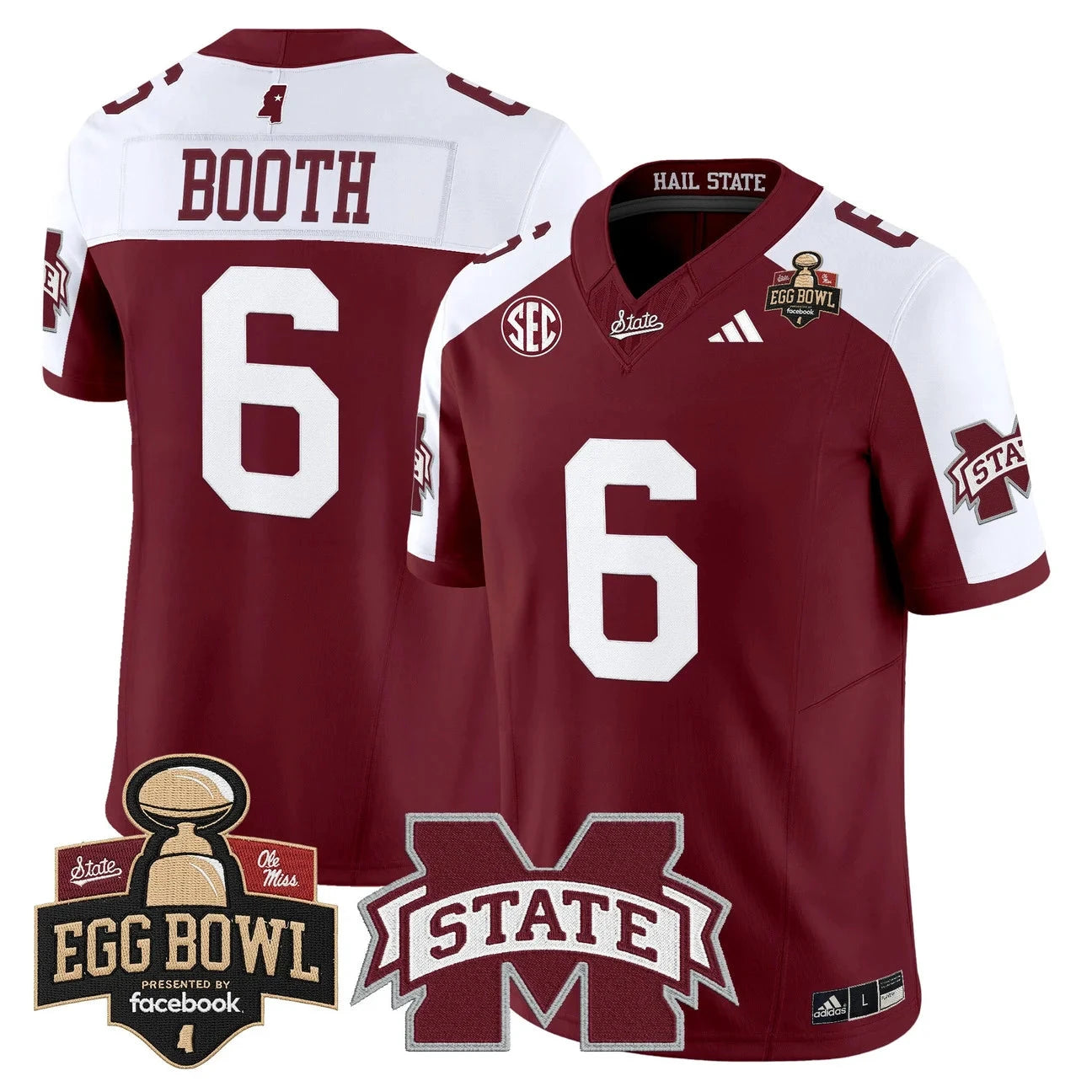 Davon Booth Jersey #6 Mississippi State Bulldogs 2025 Egg Bowl Stitched by My Store NCAA Football Jerseys