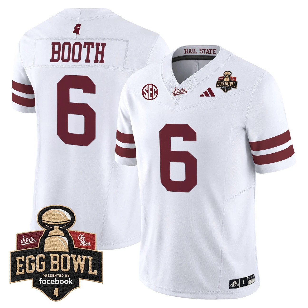 Davon Booth Jersey #6 Mississippi State Bulldogs 2025 Egg Bowl Stitched by My Store NCAA Football Jerseys