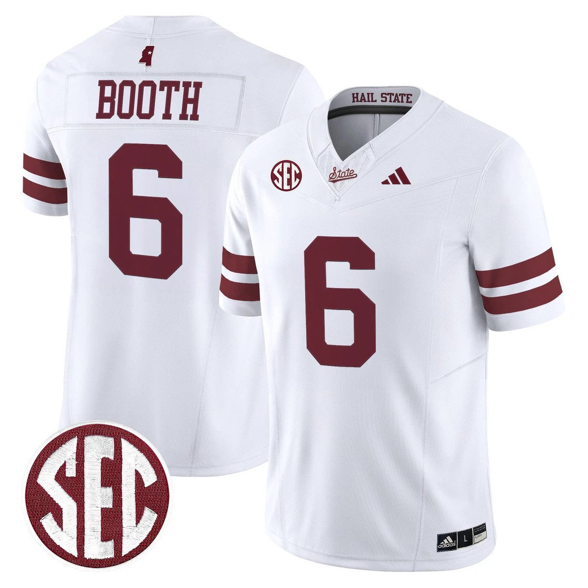 Davon Booth Jersey #6 Mississippi State Bulldogs Dark Mode Stitched by My Store NCAA Football Jerseys