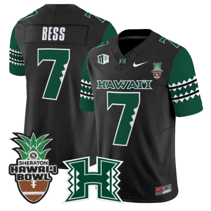 Davone Bess Jersey #7 Hawai'i Rainbow 2025 Hawai'i Bowl Stitched by My Store NCAA Football Jerseys