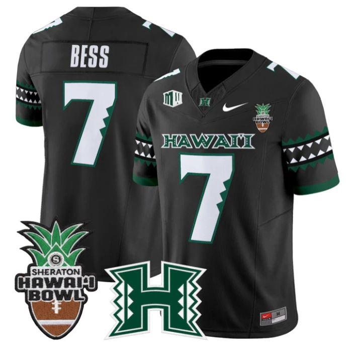 Davone Bess Jersey #7 Hawai'i Rainbow 2025 Hawai'i Bowl Stitched by My Store NCAA Football Jerseys