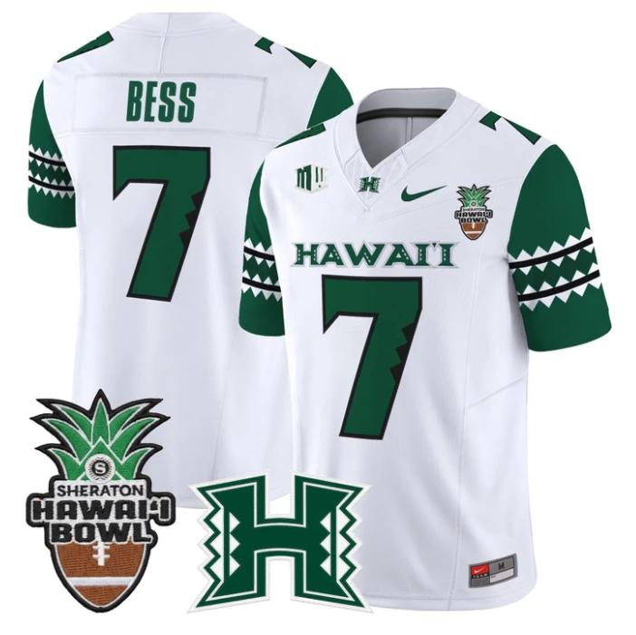 Davone Bess Jersey #7 Hawai'i Rainbow 2025 Hawai'i Bowl Stitched by My Store NCAA Football Jerseys