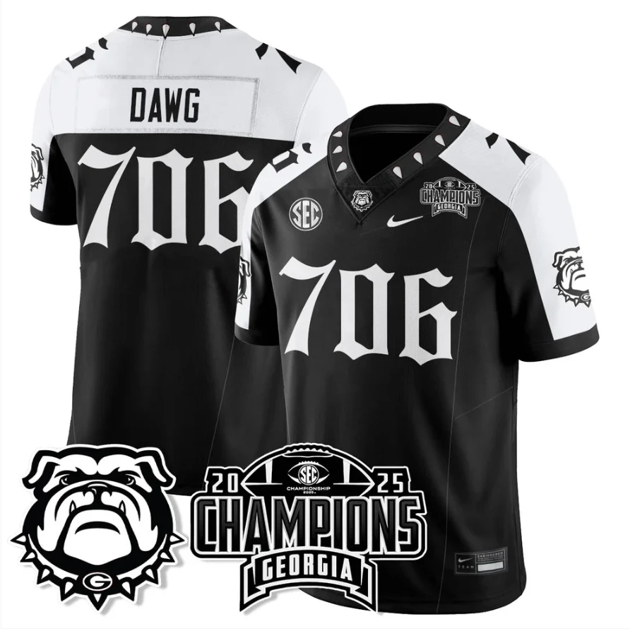 Dawg Jersey #706 Georgia Bulldogs Gothic SEC Football Champions Stitched by My Store NCAA Football Jerseys