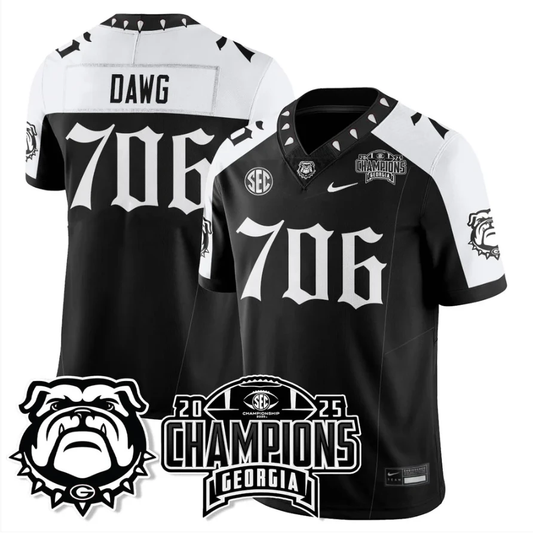 Dawg Jersey #706 Georgia Bulldogs Gothic SEC Football Champions Stitched by My Store NCAA Football Jerseys