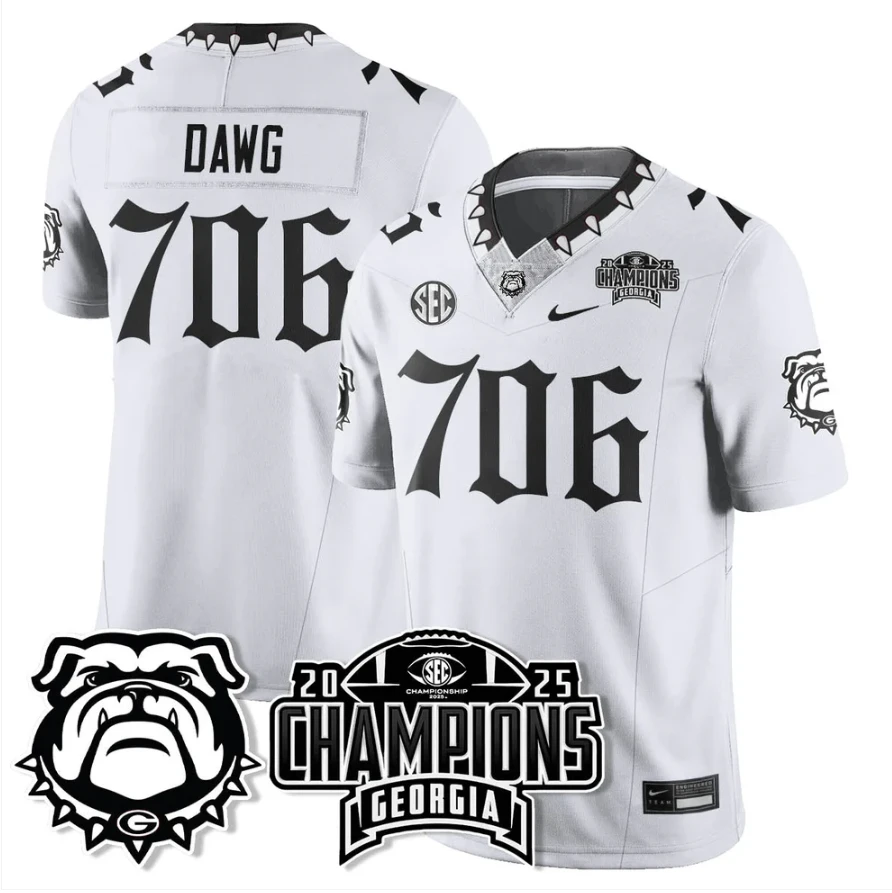 Dawg Jersey #706 Georgia Bulldogs Gothic SEC Football Champions Stitched by My Store NCAA Football Jerseys