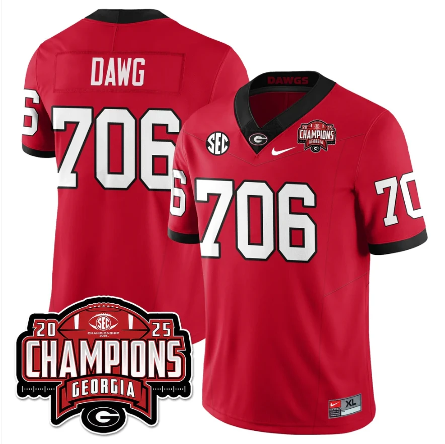 Dawg Jersey #706 Georgia Bulldogs SEC Champions Patch Vapor Stitched by My Store NCAA Football Jerseys